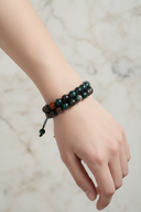 Kan Taşı 8mm Çift Sıra Makrome Doğal Taş Bileklik