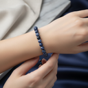 Sodalit 8 mm Merdiven Kapama Doğal Taş Bileklik – El İşçiliği