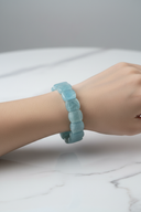 Akuamarin Doğal Taş Kare Kesim Geniş Kesim Bileklik