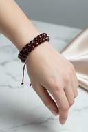 Hessonit Lal 8mm Çift Sıra Makrome Doğal Taş Bileklik