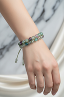 Yeşil Florit 8mm Çift Sıra Makrome Doğal Taş Bileklik