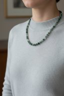 Yosunlu Akik 6 mm Düğümlü Doğal Taş Kolye