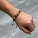 Kaplan Gözü, Sitrin & Hematit Doğal Taş Erkek Zirkon Detaylı Bileklik – Özel Tasarım