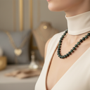 Yosunlu Akik Doğal Taş Kolye – 8 mm Düğümlü, Unisex Tasarım