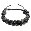 Karlı Obsidyen 8mm Çift Sıra Makrome Doğal Taş Bileklik