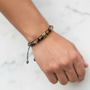 Kaplan Gözü, Sitrin & Hematit Doğal Taş Erkek Zirkon Detaylı Bileklik – Özel Tasarım