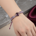 Mor Florit – Ametist Doğal Taş Makrome Bileklik – Özel Tasarım