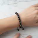 Azurit 8 mm Merdiven Kapama Doğal Taş Bileklik – El İşçiliği