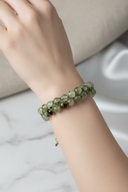 Prehnit 8mm Çift Sıra Makrome Doğal Taş Bileklik