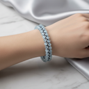 Akuamarin 4 mm Çift Sıra Doğal Taş Bileklik – Unisex El İşçiliği