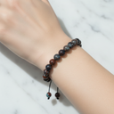 Azurit 6 mm Merdiven Kapama Doğal Taş Bileklik – El İşçiliği