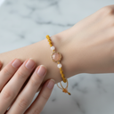 Güneş Taşı – Pembe Kuvars Doğal Taş Makrome Bileklik – Özel Tasarım