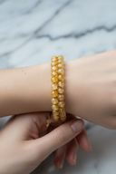 Sitrin 8mm Çift Sıra Makrome Doğal Taş Bileklik