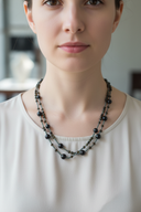 Siyah Turmalin & Obsidyen Doğal Taş 925 Ayar Gümüş Kolye – Özel Tasarım