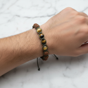 Kaplan Gözü ve Rudraksha Doğal Taş Bileklik – Unisex Şık Tasarım