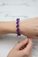 Ametist Doğal Taş Fasetli Kesim Bileklik – Ayarlanabilir İpli Tasarım