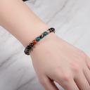 Başak Burcu Doğal Taş Bileklik – Granat Lal, Dumanlı Kuvars, Obsidyen, Jasper, Mavi Apatit & Siyah Göz Akik