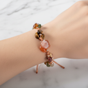 Aslan Burcu Doğal Taş Makrome Bileklik – Bordo Granat Lal, Güneş Taşı, Jasper, Kaplan Gözü, Kehribar, Renkli Turmalin, Sitrin – Özel Tasarım