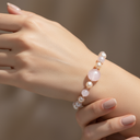 Pembe Kuvars, İnci, Hematit Doğal Taş Bileklik