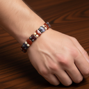 Kova Burcu Doğal Taş Bileklik – Hematit, Kırmızı Akik, Sedef & Mor Florit