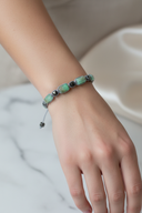 Krizopras ve Hematit Doğal Taş Bileklik – İpli Köşeli Makrome Model, Unisex Tasarım