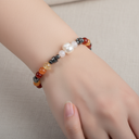 Hematit, Pembe Kuvars, İnci, Sitrin, Karnelyan Akik & Kırmızı Akik Doğal Taş Bileklik – Özel Tasarım