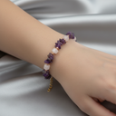 Ay Taşı & Ametist Doğal Taş Altın Kaplama Bileklik – Özel Tasarım