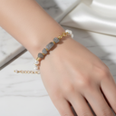 İnci & Labradorit Altın Kaplama Kapama Doğal Taş Bileklik – El İşçiliği