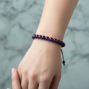 Ametist 8 mm Merdiven Kapama Doğal Taş Bileklik – El İşçiliği