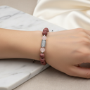 Rodonit & Pembe Kuvars Doğal Taş Zirkon Bileklik – Özel Tasarım