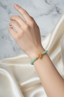 Krizopras Doğal Taş Bileklik – Altın Kaplama ve Gümüş Aparatlı, Unisex Şık Tasarım