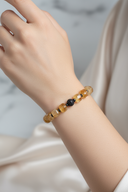 Özel Kesim Sitrin & Hematit Doğal Taş Bileklik – 10 mm Zirkon Aparatlı Tasarım