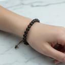 Dumanlı Kuvars 8 mm Merdiven Kapama Doğal Taş Bileklik – El İşçiliği