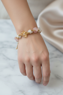 Sitrin, Pembe Kuvars, Ay Taşı ve Hematit Doğal Taş Bileklik – İpli Merdiven Kapama, Unisex Tasarım