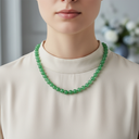 Yeşil Aventurin Doğal Taş Kolye – 8 mm Düğümlü, Unisex Tasarım