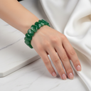 Yeşil Akik Doğal Taş Özel Kesim Geniş Kesim Bileklik – Unisex El İşçiliği
