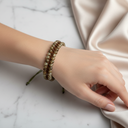 Tsavorit Lal 4 mm Çift Sıra Doğal Taş Makrome Bileklik – Unisex El İşçiliği