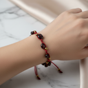 Bordo Granat Lal Natürel Kesim Doğal Taş Makrome Bileklik – Unisex El İşçiliği