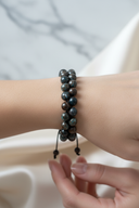 Azurit 8mm Çift Sıra Makrome Doğal Taş Bileklik