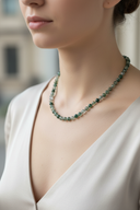 Yosunlu Akik 6 mm Düğümlü Doğal Taş Kolye