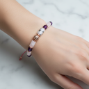 Ay Taşı, Pembe Kuvars, Ametist Doğal Taş Makrome Bileklik