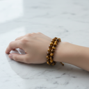 Sarı Kaplan Gözü 8mm Çift Sıra Makrome Doğal Taş Bileklik