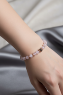 Pembe Kuvars ve Hematit Doğal Taş Bileklik – Unisex Şık Tasarım