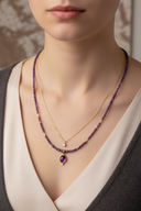 Ametist Doğal Taş 925 Ayar Gümüş Zincirli Kolye – Özel Tasarım