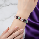 Yengeç Burcu Doğal Taş Bileklik – Ametist, Ay Taşı, Kaplan Gözü, Akik, Pembe Kuvars & Aventurin