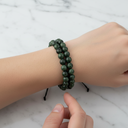 Yeşil Kanbaba Jasper 8mm Çift Sıra Makrome Doğal Taş Bileklik