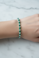 Yeşil Akik & Ay Taşı Doğal Taş Bileklik – 4 mm & Gümüş Kapama