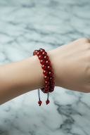 Kırmızı Akik 8mm Çift Sıra Makrome Doğal Taş Bileklik