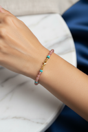 Rodokrozit, Turkuaz Gümüş Kapama Doğal Taş Bileklik