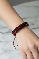 Hessonit Lal 8mm Çift Sıra Makrome Doğal Taş Bileklik